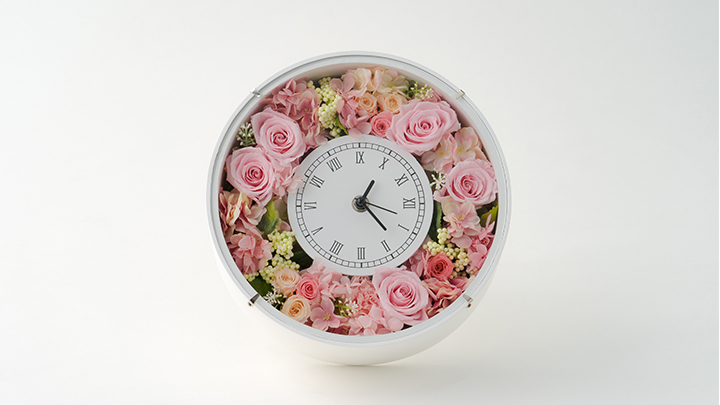 プリザーブドフラワー　ピンクの花時計